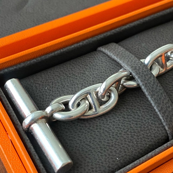 HERMES CABIN D’ ANCRE LARGE MODEL STERLING SILVER CHUNKY BRACELET - Picture 5 of 11